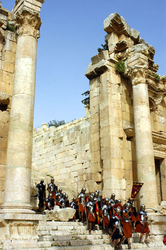 Filming a documentary in Jerash, Jordan.