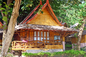 Beachfront bungalow at Relax Beach "resort" on the east side of Phi Phi Don. These rooms rent for about $50 a night. It's rustic -- no electricity or hot water -- but comfortable.