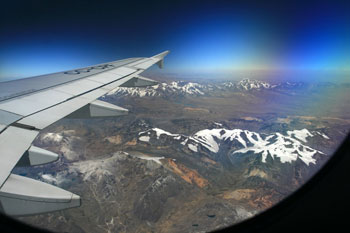 Flying over the Andes toward Puerto Maldonado