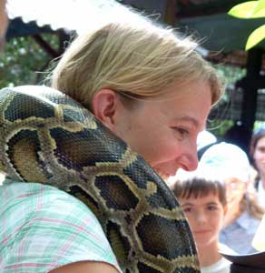 The author with a reptilian friend