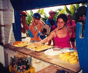 A stop for refreshment at Carmen's fruit stand