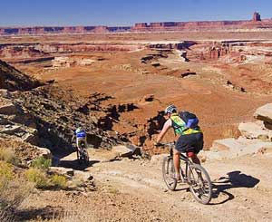 Roaring down Murphy's Hogback in Utah's Canyonlands