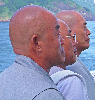 Fellow passengers on the bullet train in South Korea.