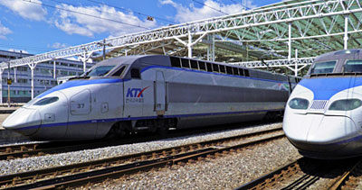 Bullet trains in Seoul Station