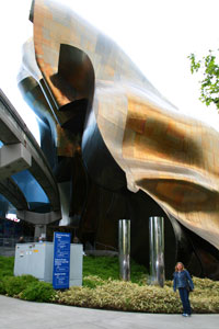 The Experience Music Porject shaped like a monumental guitar - photos by Jane Cassie