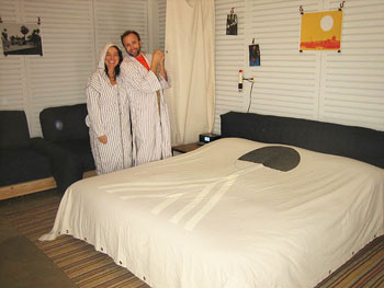 Which way to the Holy Land? The Ace Hotel provide unusual bathrobes for its guests.