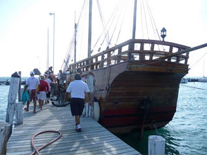 All aboard the Pinta, a replica of Columbus' ship.