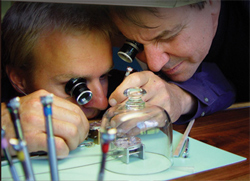 Watchmaking in action at the Olivier Piquet workshop.