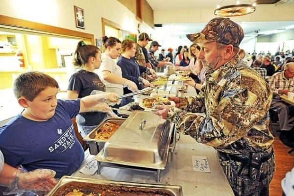 The famous game dinner held annually at the Rupert school in Rupert, Vermont. Berkshire Eagle photo.