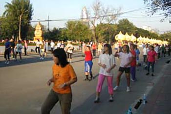 Aerobics in Limbini Park, Bangkok, Thailand. 