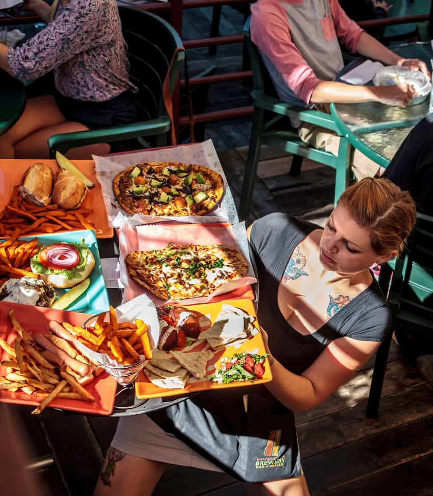 Server Brie Muth Kimball offers up a lot of great tastes at the Northampton Brewery. Paul Shoul photos.