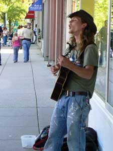 Busking for spare change