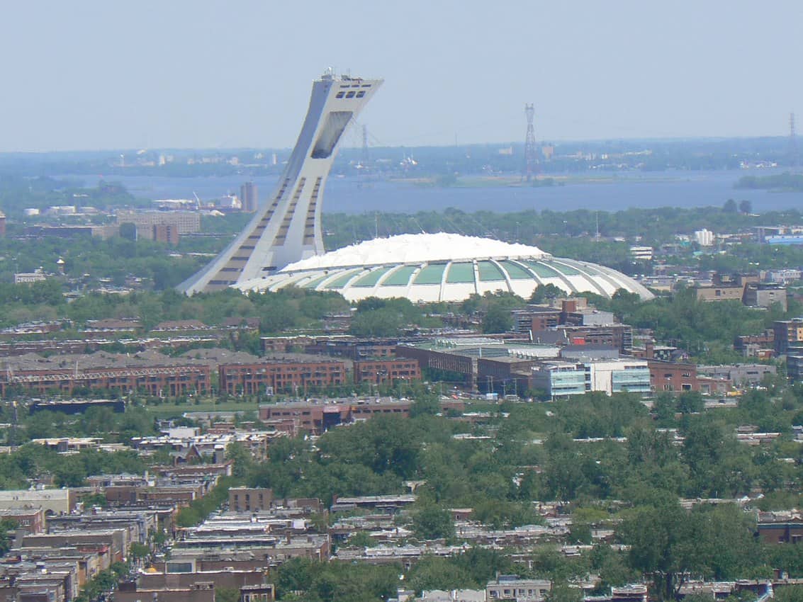 The distinctive tilted tower that was built for the World's Fair in 1967 is part of the city's skyline.