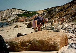 Martha's Vineyard and Nantucket MA 5 Making a totem on Gay Head Beach, MV.