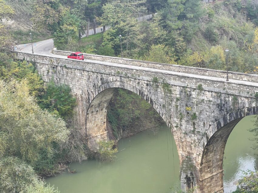 A bridge that leads to the center of Ascoli Piceno, Italy. Max Hartshorne photo.