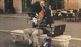 Street musician in Budapest. Kent E. St. John photo.