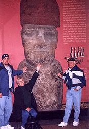 Easter island - visitors at the National Museum of Natural History in the Pacific Culture display, viewing an Easter Island Statue