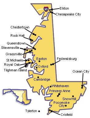 Map of Maryland's Eastern Shore.