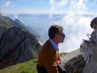 The cloudy summit at Nordkette.
