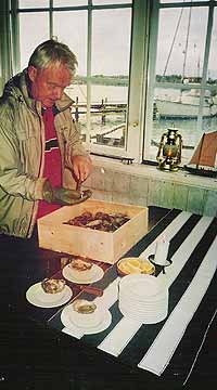 Freshly shucked oysters make a breakfast treat in Sweden. Photos by David Yawn.