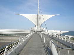 Entrance ramp to the Milwaukee Art Museum, by the lake. photos by Max Hartshorne.