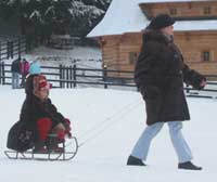 Locals take advantage of the deep snow at Poiana Brasov.