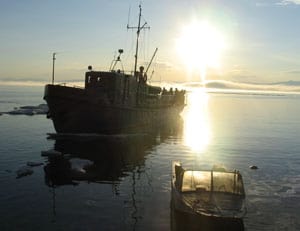 Building Trails, or Trying To, In Baikal, Siberia 4 Our ship arrives.