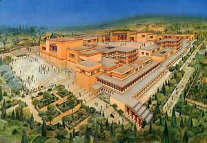 An artist's rendering of the Palace at Knossos courtesy of Minnestoa State University (mnsu.edu)