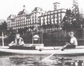 Ernest Hemingway fishing in front of the Grand Hotel des Iles Borromees - photo courtesy of Grand Hotel des Iles Borromees