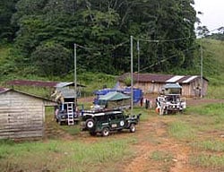 Camped at the border between Gabon and Congo, hoping we would be able to enter Congo the next day.