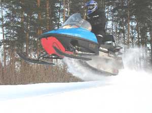 Snowmobiling is popular in Karelia.