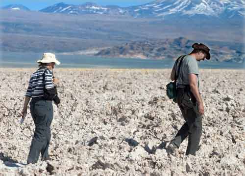 Walking the Atacama Salt Lake.