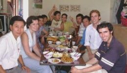 Volunteers and locals in Vietnam.
