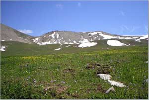 Snow in July in the Tien Shan Mountains