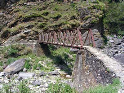 India: A Trek Through the Kuari Pass 20 The bridge to the roadhead -- Back to reality!