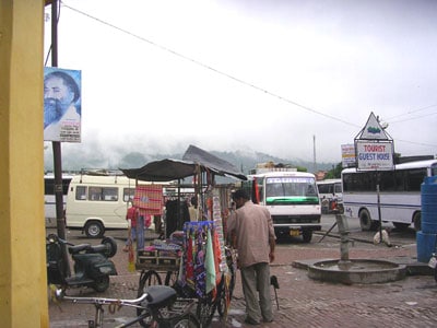 A rainy bus station in Rishikesh