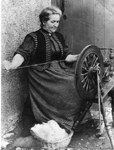 Peter Gray's great-grandmother spinning wool on the Isle of Lewis in the Outer Hebrides in the late 1800s