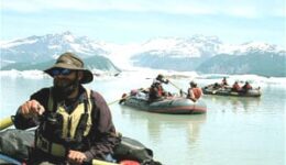 Rafting Alsek Lake in the Yukon, Canada.