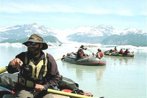Rafting Alsek Lake in the Yukon, Canada.