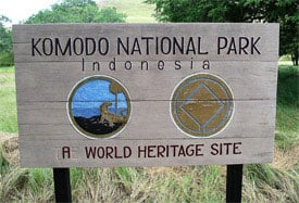 A sign on Rinca Island welcomes visitors.