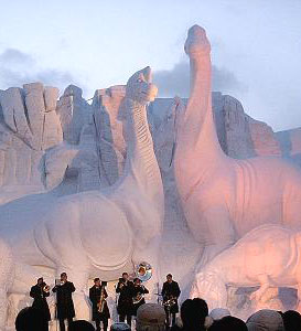 Japan: The Sapporo Snow Festival 2 Life-Sized Dinosaurs at the Sapporo Snow Festival - photos by Ryan McDonald