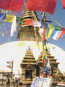 Women's Tales of Courage and Adventure 6 The main stupa in Swoyambu, Nepal
