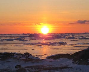 Sunset ice fiord