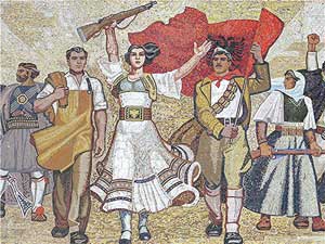 A mural in Tirana, Albania, commemorates the revolutionary struggle. Photos by David Rich