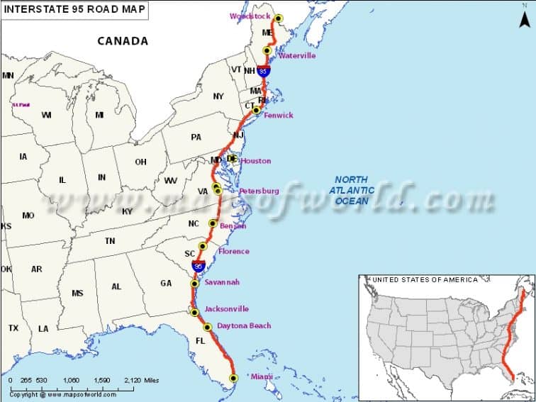 us interstate 95 map