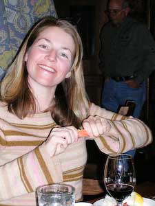 Kate has a crab claw.
