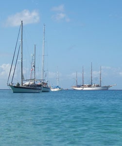 Yachts moored off Princess Margaret Beach