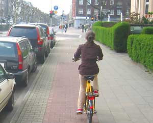 Dusseldorf has lots of bike paths.