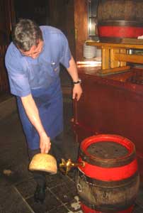 Tapping a barrel at Uerige
