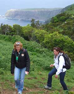 Hiking with a spectacular backdrop on the island of Flores.